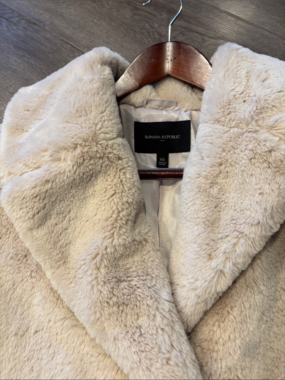 Banana Republic Cream Faux Fur Teddy Coat Longline Jacket - Picture 3 of 5
